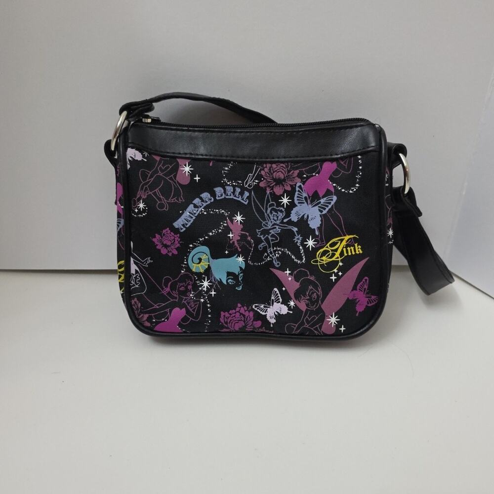 Y2K Vintage Disney Tinker Bell “Tink” Fairy Print Black Small Shoulder Bag Purse - Picture 12 of 12
